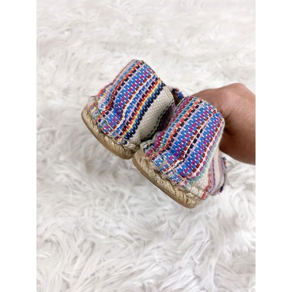 Loeffler Randall espadrille Multi Color Strip Knit Leather Slip On Flats 7 Boho - Picture 4 of 5